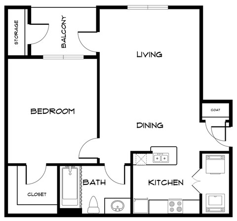 A1 Floor Plan at Villas at Bon Secour Apartments, Alabama, 36542